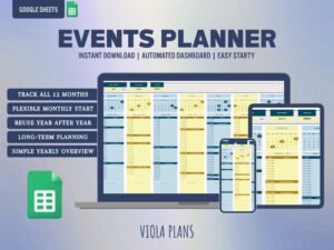 lifetime annual calendar template | smart google sheets planner | reusable yearly schedule | event log dashboard