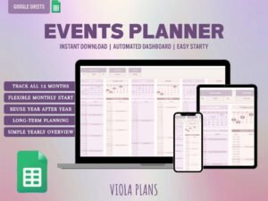 smart event planner | google sheets calendar template (digital download)